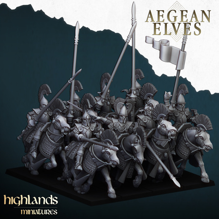 Aegean Elves Mounted Lances with Command Group