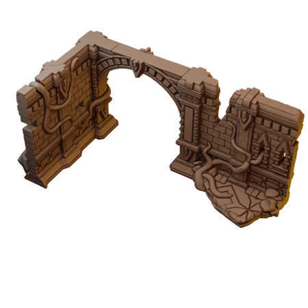 Set of Ancient Stone Columns and Arches in Jungle Temple Ruins