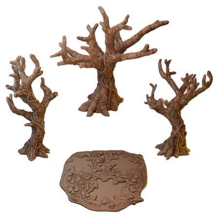 Set of Six Ancient Trees in Jungle Temple Ruins