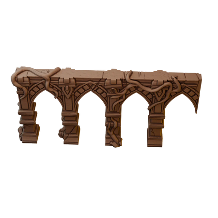 Set of Ancient Stone Columns and Arches in Jungle Temple Ruins