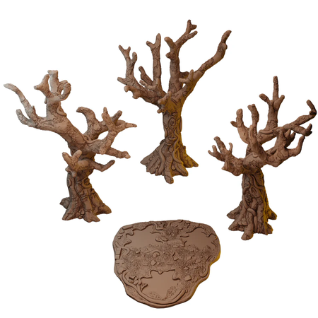 Set of Six Ancient Trees in Jungle Temple Ruins