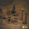 Set of Ancient Stone Scatter Terrain in Jungle Temple Ruins